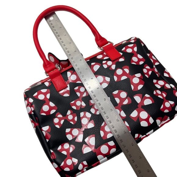 Disney Parks Minnie Mouse Bows All Over Barrel Bag - Picture 10 of 14